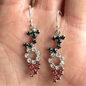 JOY Christmas rhinestone earrings dangle